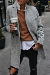 Hnewly - Casual Street Striped Patchwork Buckle Turndown Collar Outerwear White / S Outerwear/Coats